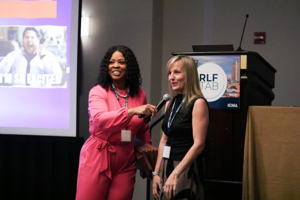 Lesley Long-Williams (South Central Planning & Development Commission) presents alongside volunteer Melissa Pingitore (Allegany County Industrial Development Agency)